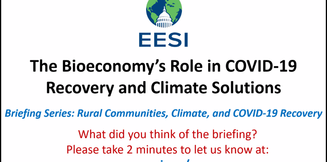 Stefan Unnasch gave briefing to Congressional staff and interested parties on the Bioeconomy’s Role in COVID-19 Recovery and Climate Solutions